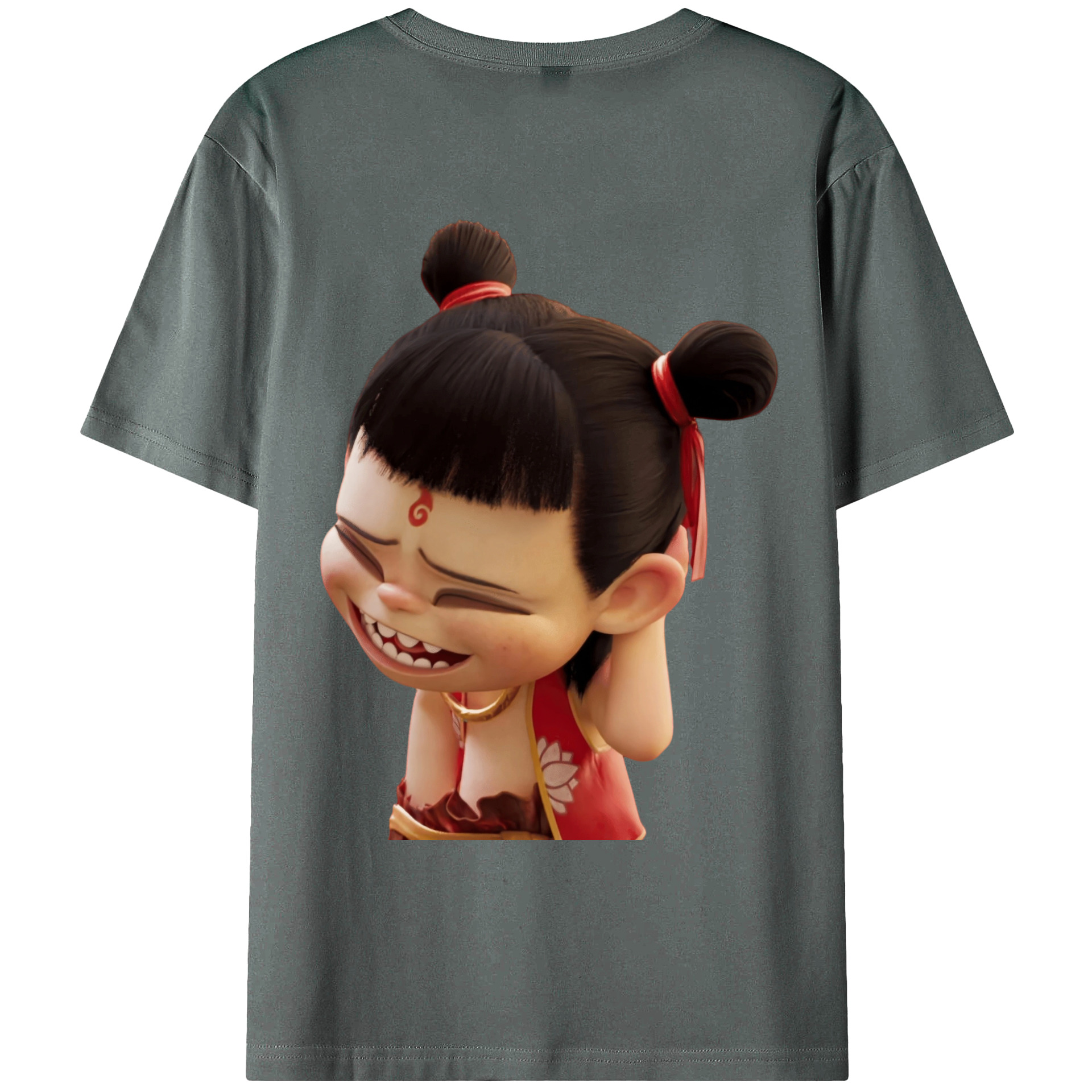 （画像用） Ne Zha 2 ナタ 魔童の大暴れ 綿100％ メンズ半袖Tシャツ（バックプリント） 通気性